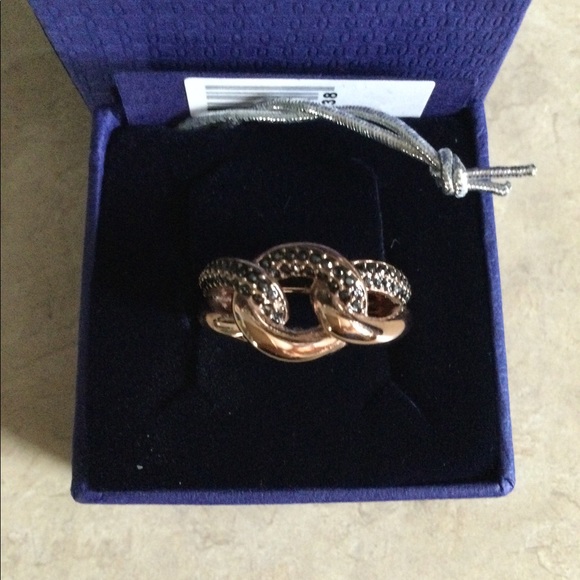 Lane Motif Ring Black,Rosegoldtone plated size 55 - Picture 6 of 12